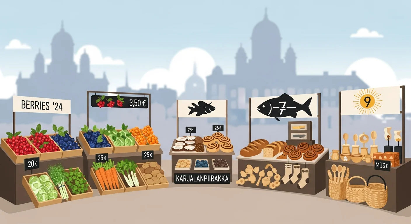 Finnish market scene illustrating "Numbers Beyond Counting: Using Finnish Numerals in Everyday Situations"