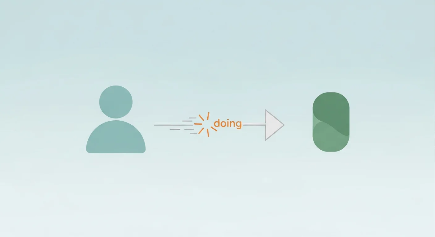 A simple illustration showing an arrow pointing from "Minä" to an action verb and another arrow pointing from a verb to "Minut"