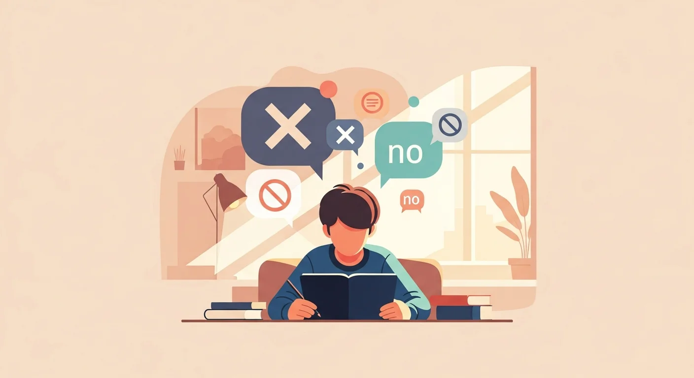Illustration of a student learning to master Finnish negative sentences